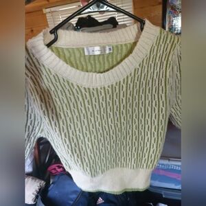Small Green and Cream Sweater By Knit mix